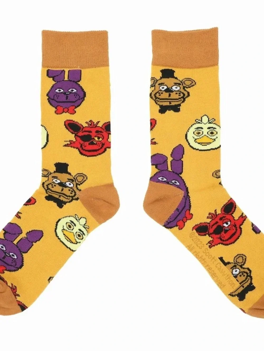 Bioworld Five-Pack Men’s Crew Socks - Yellow, Blue, Black, Orange, Gray